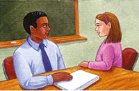 talking to the teacher